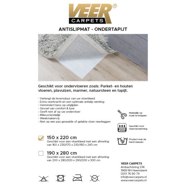 Anti-slip carpet underlay 150 x 220 cm