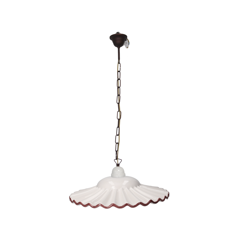 Brown edge handkerchief chandelier 39 cm with ceramic chain
