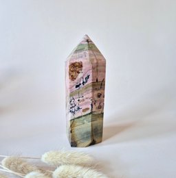 XL Rhodonite Tower - Powerful healing in Pink & Black