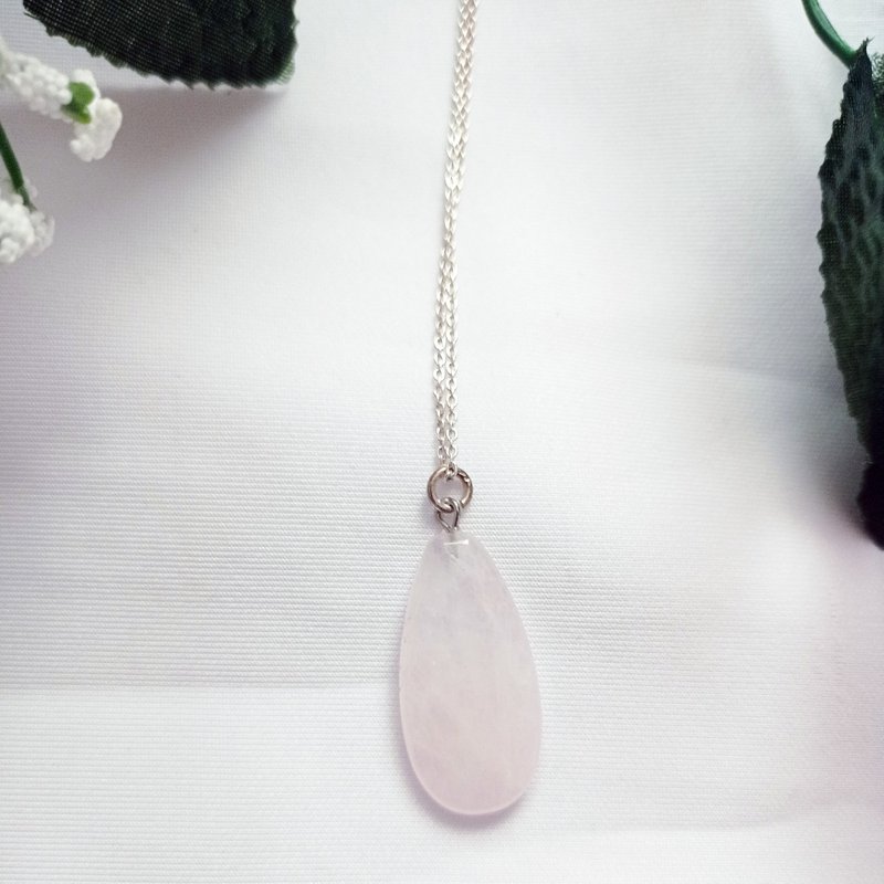 Rozenkwarts Teardrop Hanger Sterling zilveren ketting