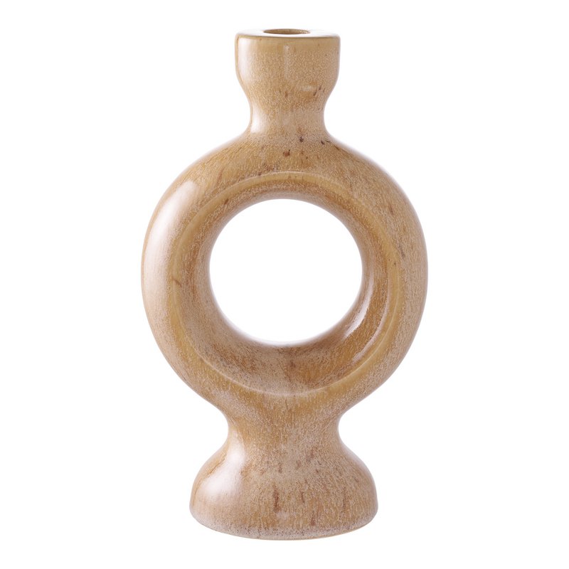 Candle Holder - Brown,  Ceramic, 13.5x8.8x23.5 cm