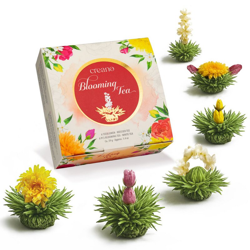 ErblühTea geschenkdoos in modern bloemmotief - witte thee-editie (6 verschillende soorten)