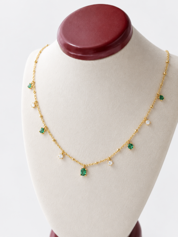 Vintage smaragdgroene dauwdruppel delicate ketting