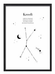 Zodiac sign poster featuring the Cancer constellation. Available in A3 and A4 sizes.