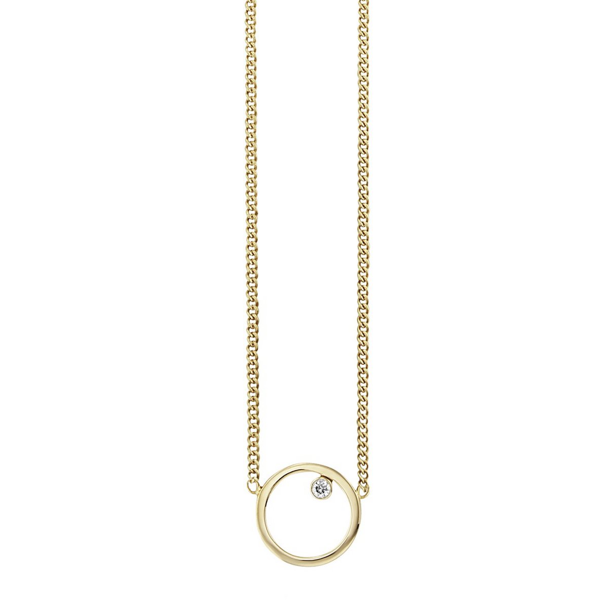 Collier 925/- Sterling Silber vergoldet Zirkonia Kreis