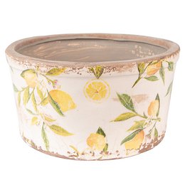 Flowerpot Ø 16x9 cm yellow ceramic lemon flowerpot inside