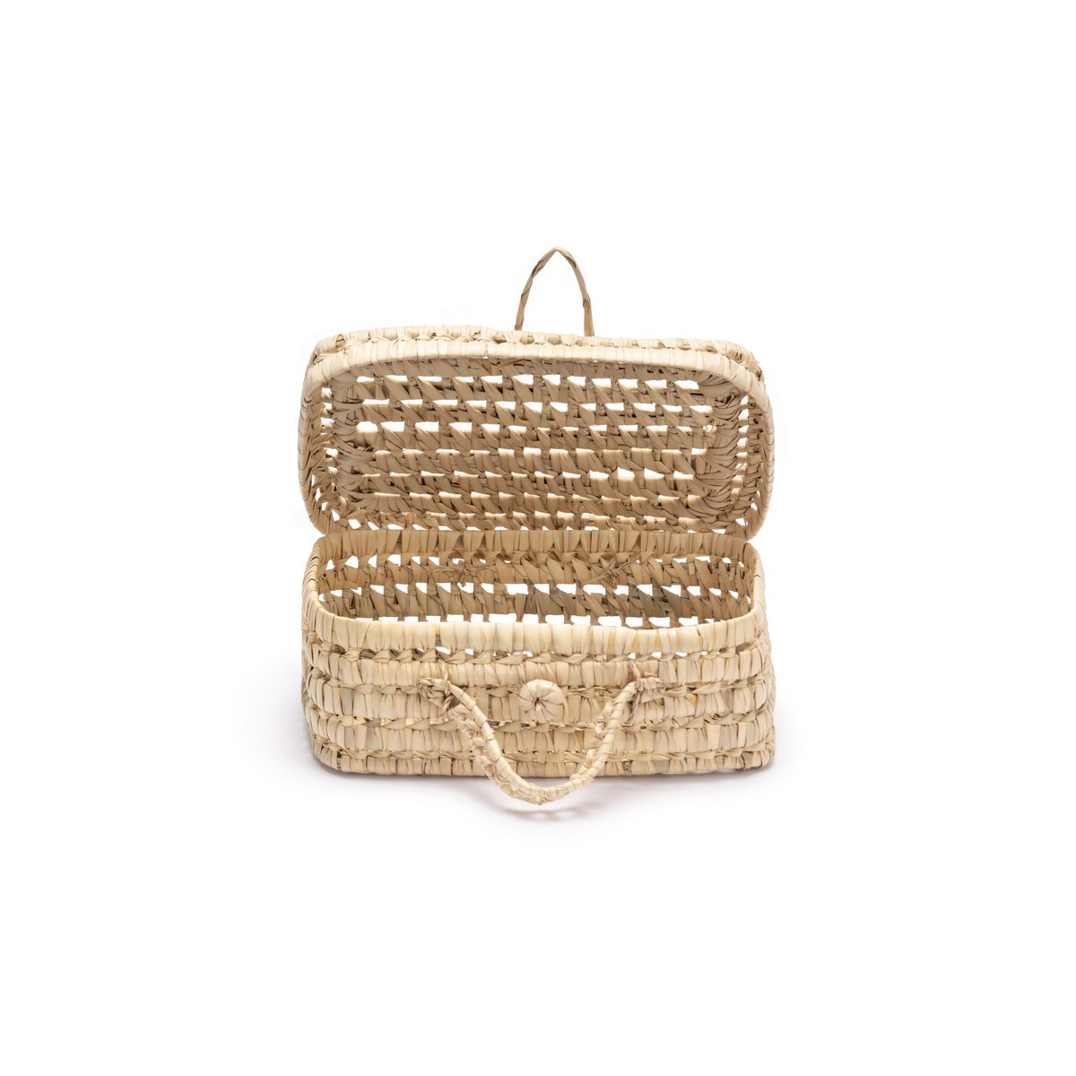 Handmade Wicker Suitcase, Palm Leaf Briefcase, Vintage Natural Fiber Basket for Children
