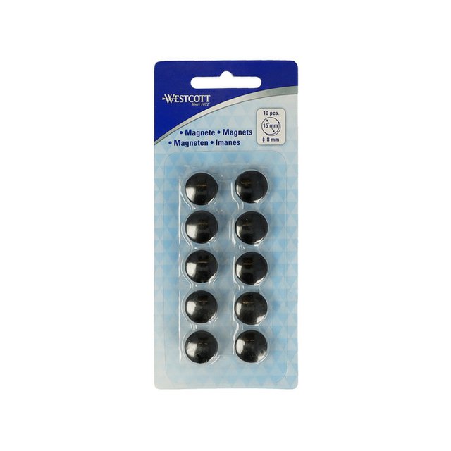 Imán Westcott negro pack de 10 uds. 15mmx8mm 100gr. tapa: 3-4 hojas 80gr. papel