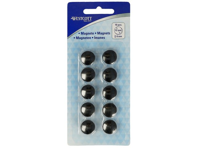 Magnet Westcott schwarz Packung mit 10 Stück. 15mmx8mm 100gr. Kappe: 3-4 Blatt 80gr. Papier
