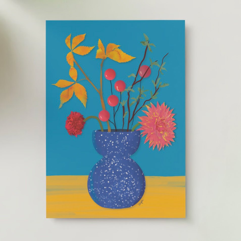 colorful floral greeting cards set -12 pieces - Blank