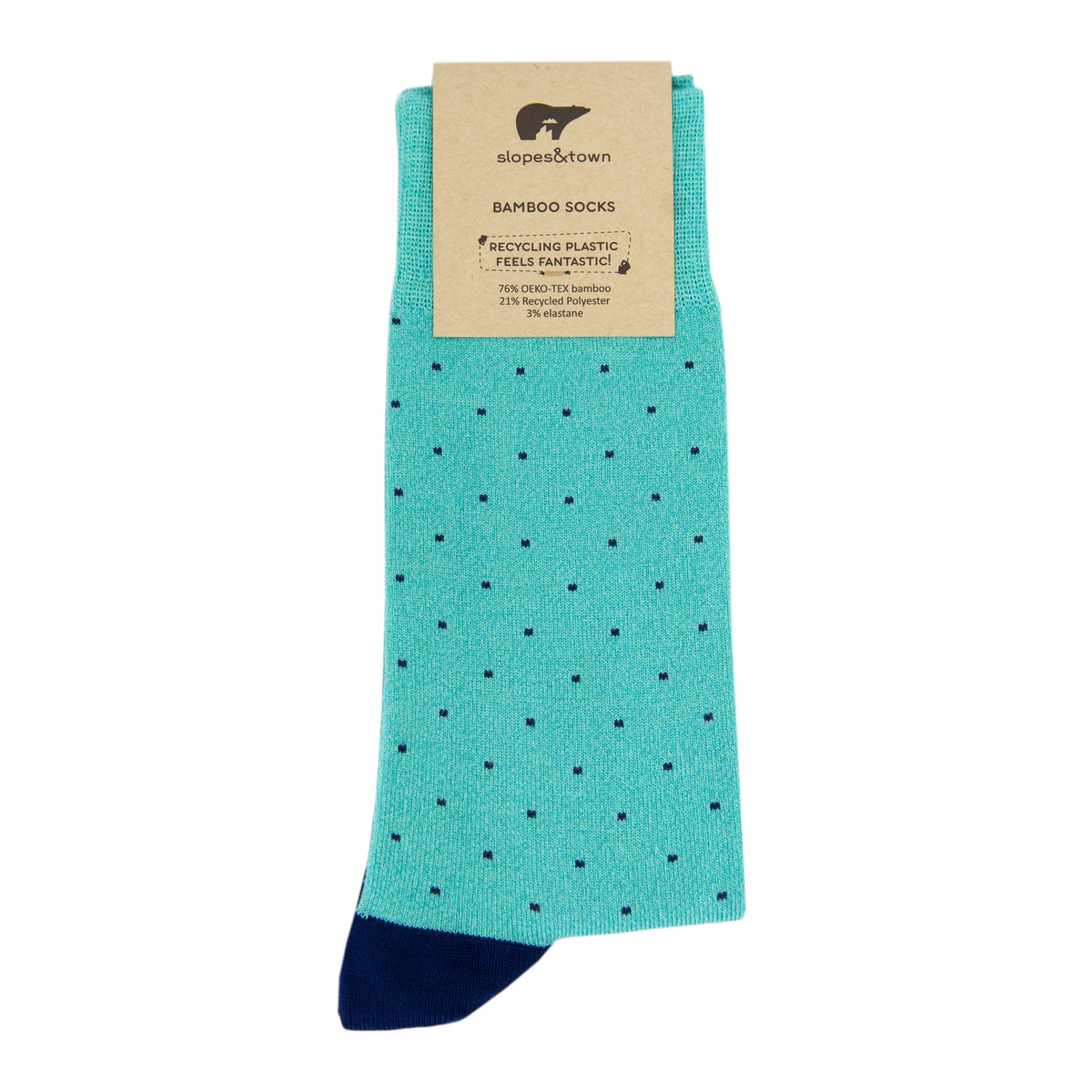 Calcetines Bambú Turquesa Lunares Azules
