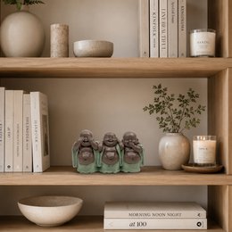 Estatua 3 Budas que Ríen - Decoración Zen y Feng Shui - Para crear un ambiente relajante y espiritual - Idea de regalo de la suerte