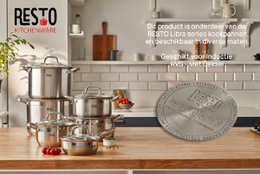 RESTO 92003 Pentola Libra - 3,6 litri - Rotonda Ø20 cm - Acciaio inossidabile - Pentola a induzione - Padella con coperchio in vetro