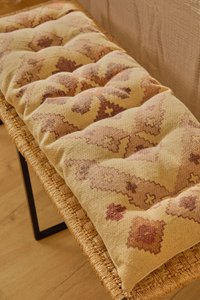 Padded dhurrie cotton bench cushion with Aisha print