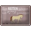 Tin sign saying 18x12cm born for riding horse decoration