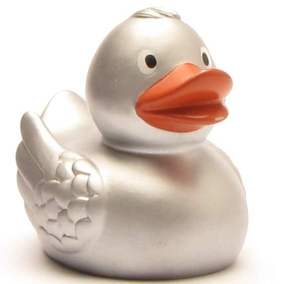 Noble rubber duck in silver 8 cm rubber duck