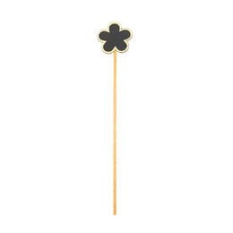 Black flower shaped chalkboard stake, 45cm tall wooden stick, garden plant marker plug