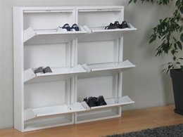 Naturn Living Metal shoe cabinet 6 - doors - set of 2 | 108 x 103 x 17 cm | Functional and compact shoe cabinet for stylish storage of your shoe collection | Shoe rack | Matte white