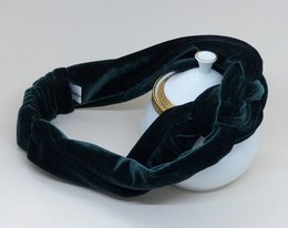 Fir green braided velvet headband, ideal for casual or formal wear.