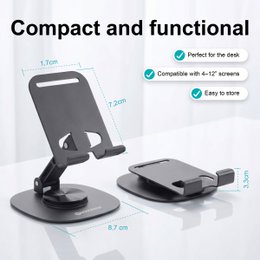 NOVOTECK Z-094 Soporte Giratorio Plegable para Teléfono - Base Metálica con Ángulo Ajustable de 360° para Smartphones y Tabletas