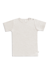 A basic beige short-sleeved shirt for kids, available in sizes 62/68 to 128.