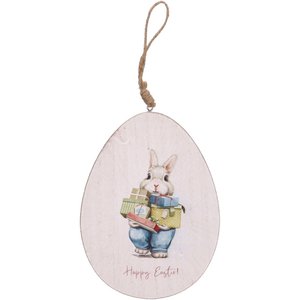 Wooden egg flopsy for hanging, L13cm, H17.5cm, white