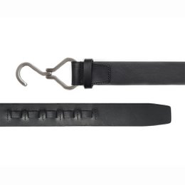 Black statement belt, Italian leather, silver hook buckle. 'Black Midnight'