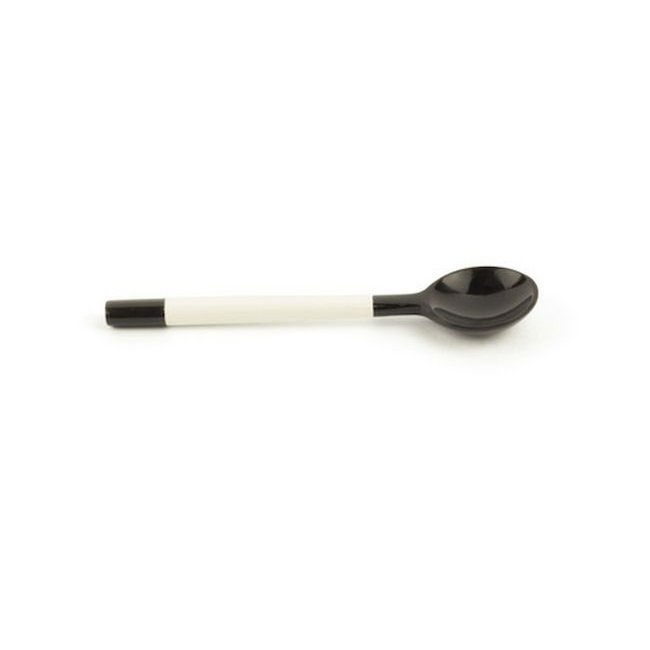 Set van 6 ronde theelepels ivoorkleurig gelakt handvat