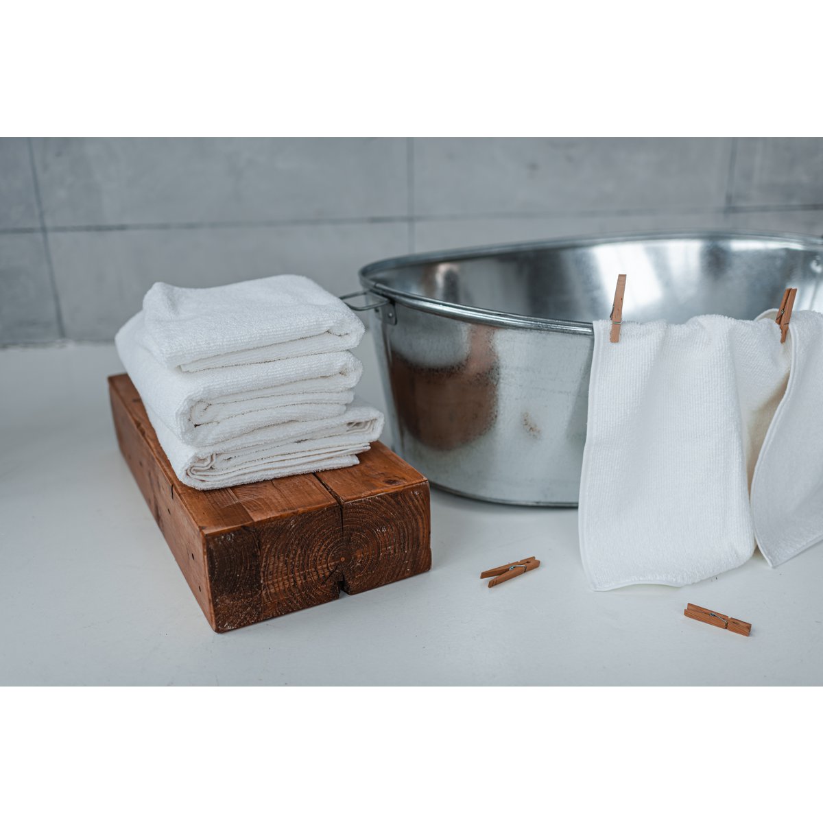 Hennep badstof handdoek set van 3 in witte kleur