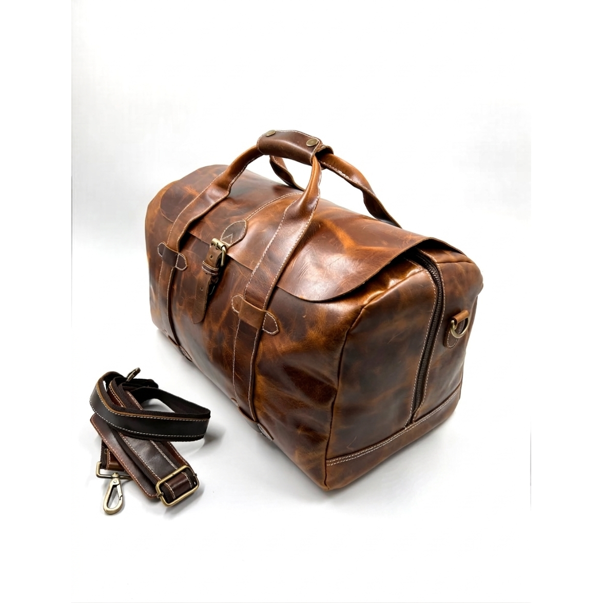 Handgefertigte „Crazy Horse“-Reisetasche aus Leder – handgefertigter Vintage-Weekender mit gealtertem Patina-Effekt