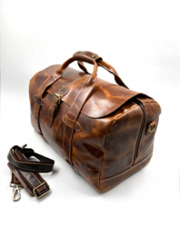 Håndlavet "Crazy Horse" læder rejsetaske – Artisan Vintage Weekender med Aged Patina Effekt