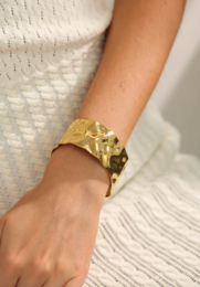 August - Hammered Wide Cuff Bracelet