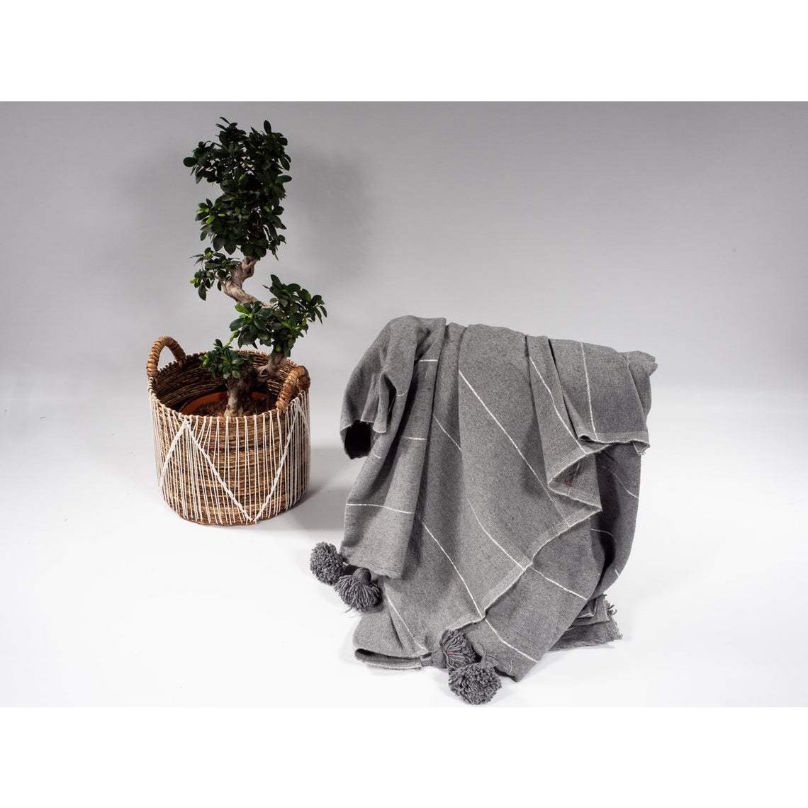 Handmade Berber Pompom Blanket - 100% Cotton