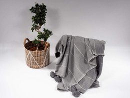 Handmade Berber Pompom Blanket - 100% Cotton