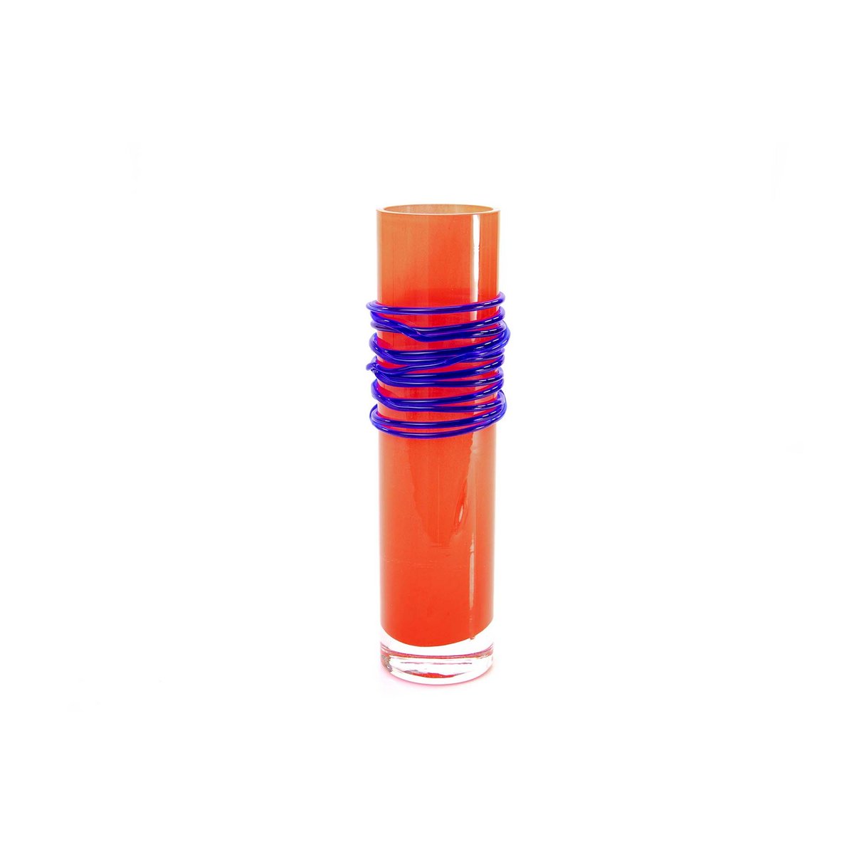 Red Vase with Blue Spiral - height 24 cm - glass
