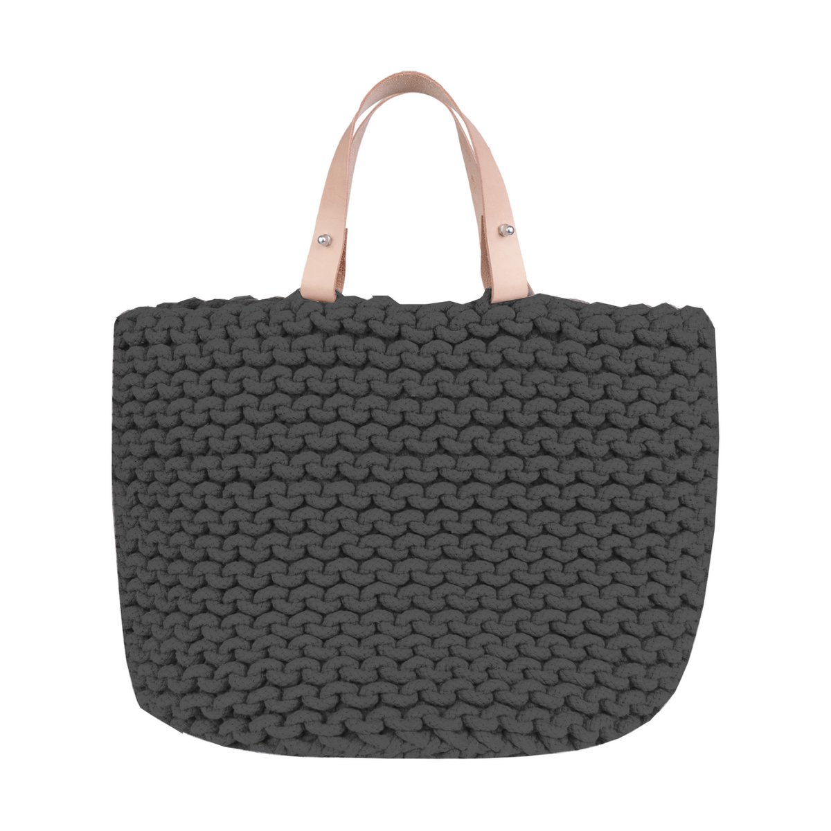 Cesta de tejer con asa de cuero - 30cm x 30cm x 30cm - redonda