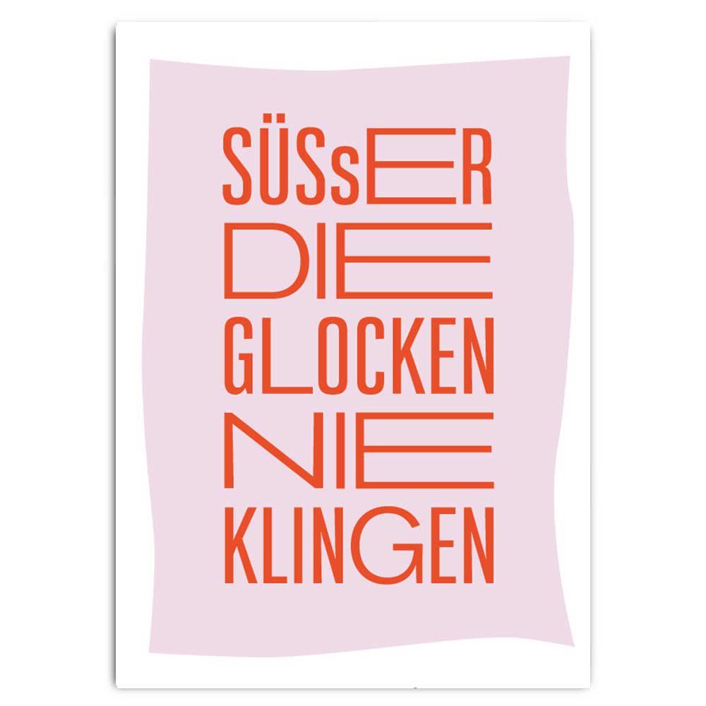 Sweeter the bells never ring - postcard with neon print