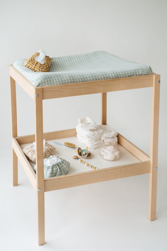 Coperchio da cambio del pannolino Tisu, Mint Gingham leggero