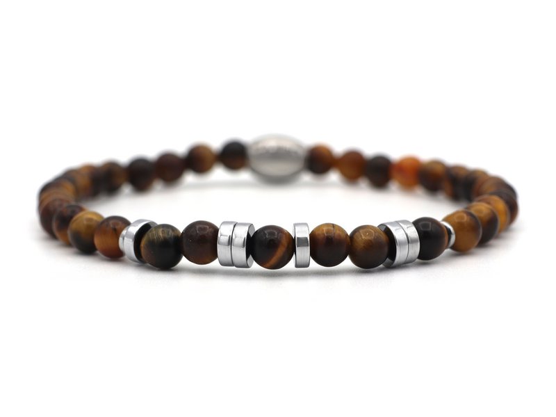 Morse code armband papa hematiet zilver