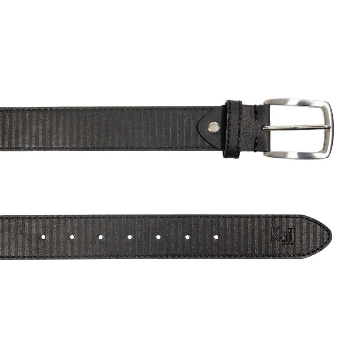 K4009AB | Allover Men's Belt in Leather Lining with Pu Finish. Black colour. Dimensions: 125 x 3.8 x 0.5 cm (waistline 110 cm). Packaging: rigid bottom/lid Gift Box