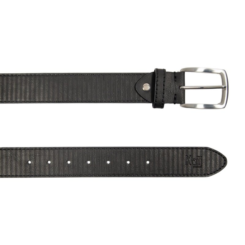 K4009AB | Allover Men's Belt in Leather Lining with Pu Finish. Black colour. Dimensions: 125 x 3.8 x 0.5 cm (waistline 110 cm). Packaging: rigid bottom/lid Gift Box
