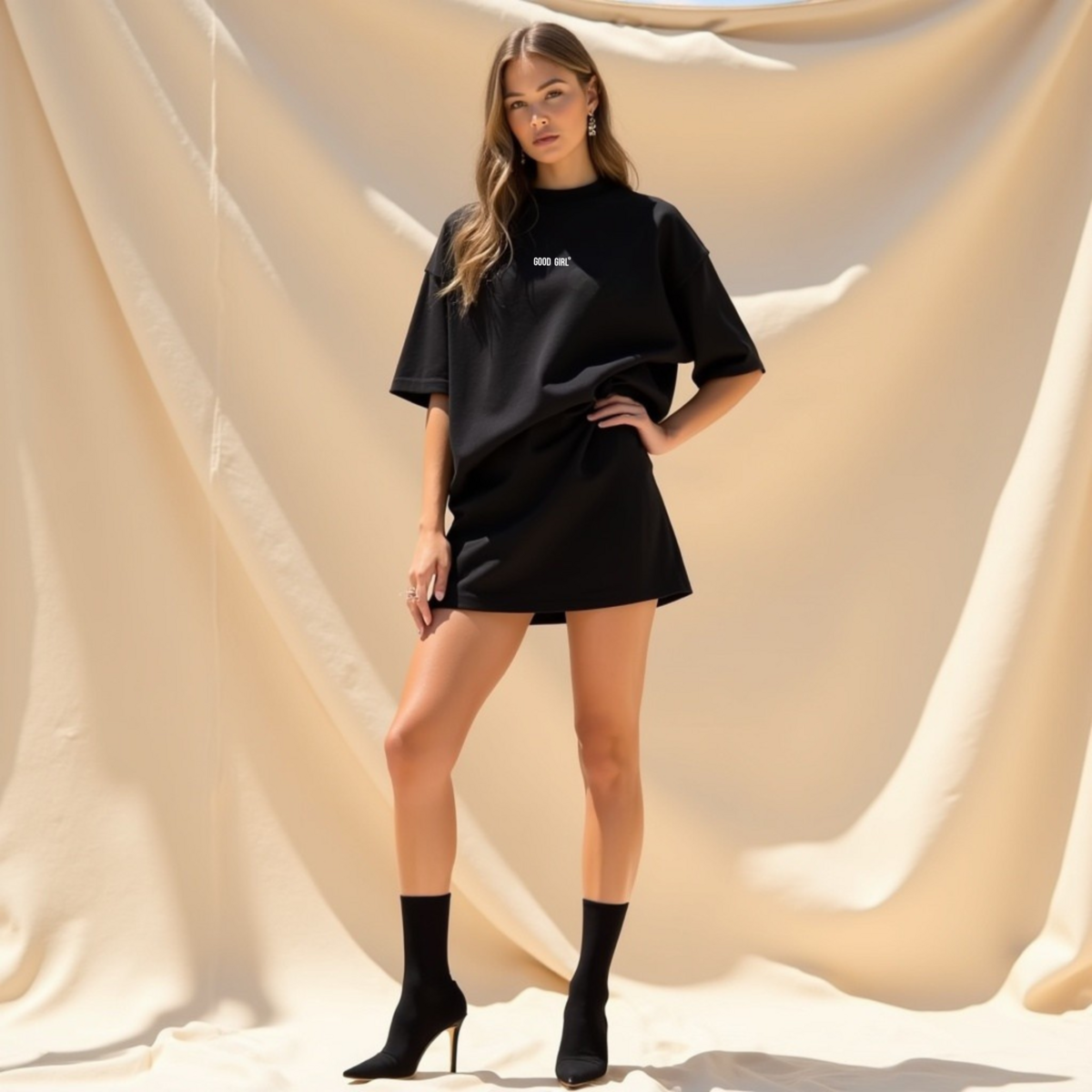 Oversized Statement T-Shirt – GOOD GIRL® - BAD HABITS Schwarz