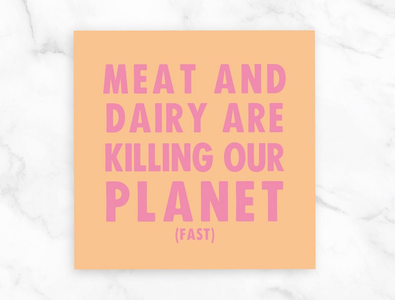 Small Vegan Indoor/Outdoor Stickers 'Meat and Dairy Are Killing Our Planet'