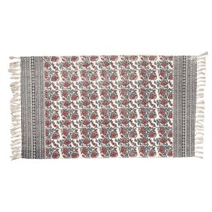 Vloerkleed 140x200 cm Rood Wit Katoen Tapijt