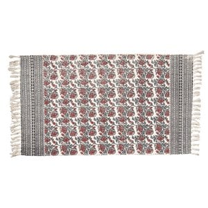 Vloerkleed 140x200 cm Rood Wit Katoen Tapijt