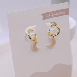 Earrings moon hoop earrings acrylic half moons - light stud earrings moon