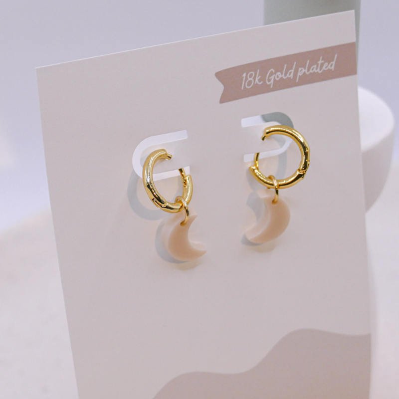 Earrings moon hoop earrings acrylic half moons - light stud earrings moon