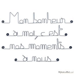 Wire quote "Happiness and Love" - ​​to pin - Wall jewelry