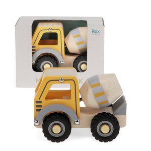 Wooden push along vehicle toy - Cement mixer (yellow)