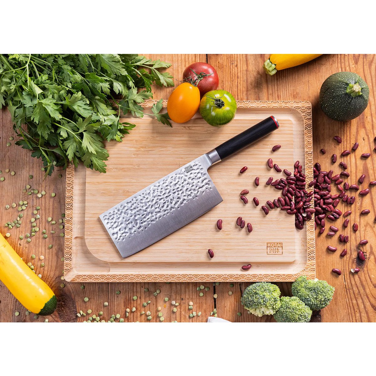 Knife - Cleaver with bamboo Saya and bamboo box - 190 mm blade
